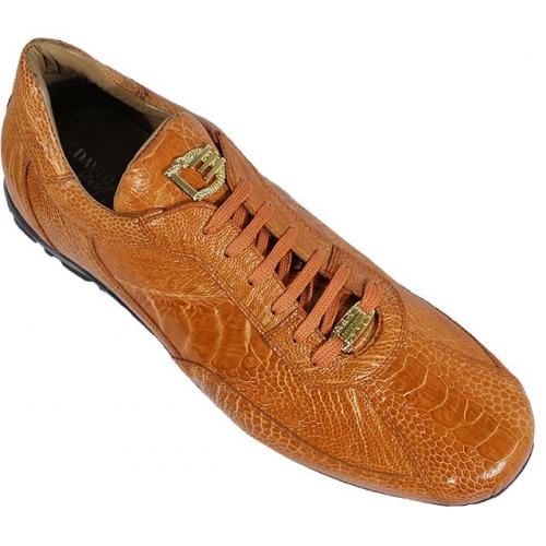David Eden "3194" Cognac All-Over Genuine Ostrich Sneakers